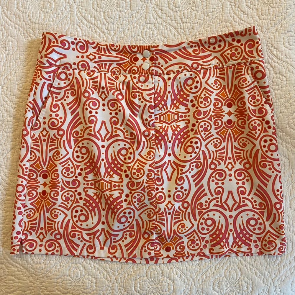 Adidas Climacool Golf Skort - Orange and Pink Abstract Design - Women’s Size 10